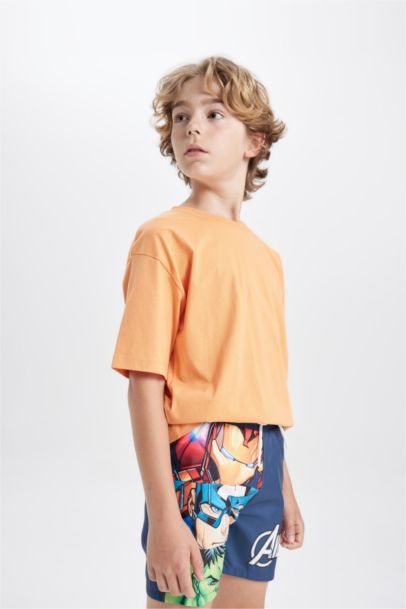 Boy Regular Fit Avengers Swim Shorts