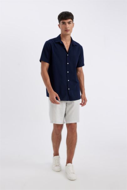 Relax Fit Keten Karışımlı Yazlık Bermuda Şort