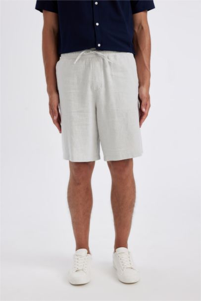 Relax Fit Keten Karışımlı Yazlık Bermuda Şort