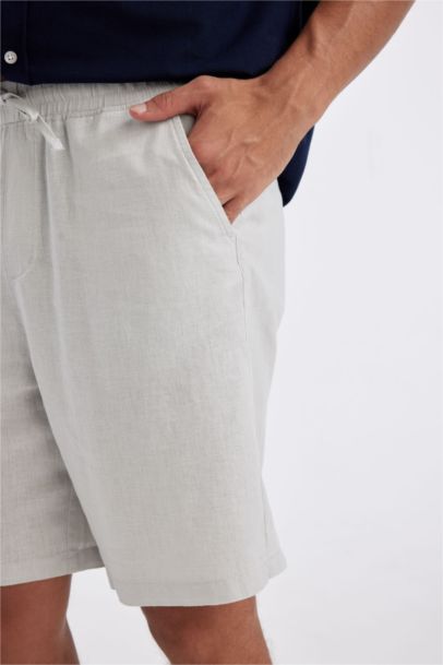 Relax Fit Keten Karışımlı Yazlık Bermuda Şort