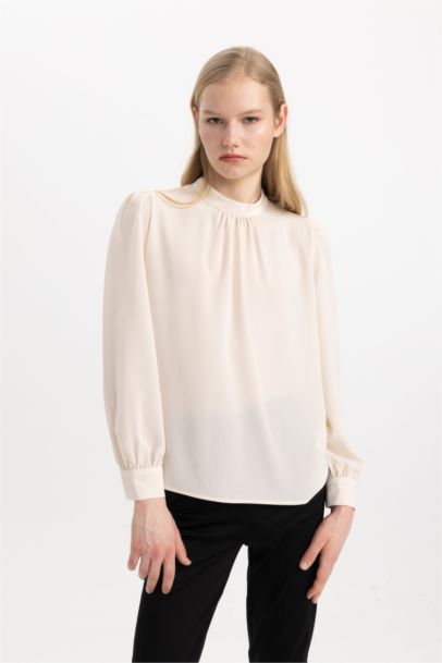 Regular Fit Half Turtleneck Long Sleeve Blouse