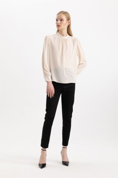 Regular Fit Half Turtleneck Long Sleeve Blouse