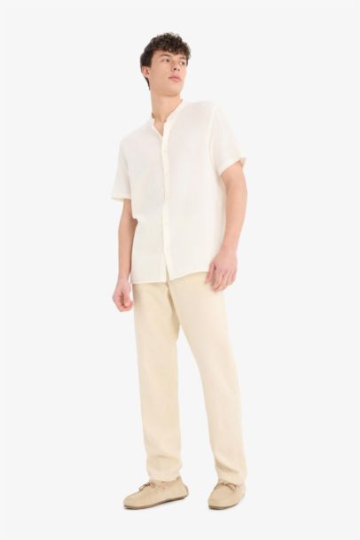 Relax Fit Skinny Leg Linen Blend Summer Trousers