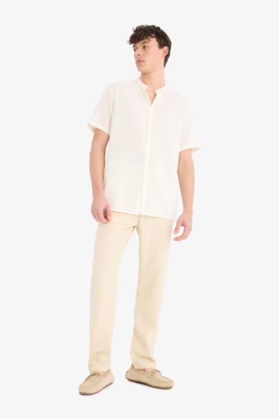 Relax Fit Skinny Leg Linen Blend Summer Trousers