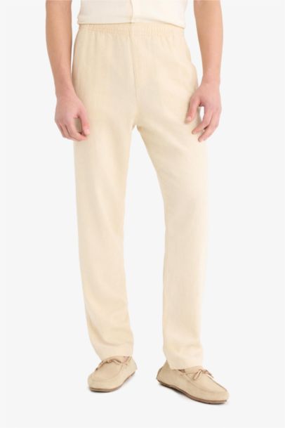 Relax Fit Skinny Leg Linen Blend Summer Trousers