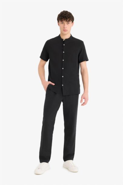 Relax Fit Skinny Leg Linen Blend Summer Trousers