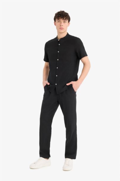 Relax Fit Skinny Leg Linen Blend Summer Trousers