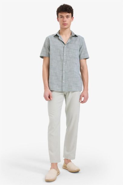 Relax Fit Skinny Leg Linen Blend Summer Trousers