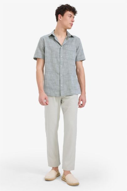 Relax Fit Skinny Leg Linen Blend Summer Trousers