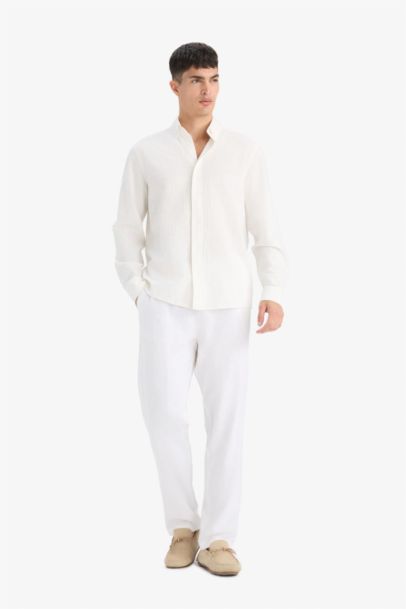 Relax Fit Skinny Leg Linen Blend Summer Trousers