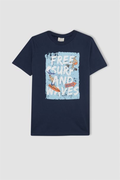 Boy Printed Short Sleeve T-Shirt Swim Shorts 2 Piece Set