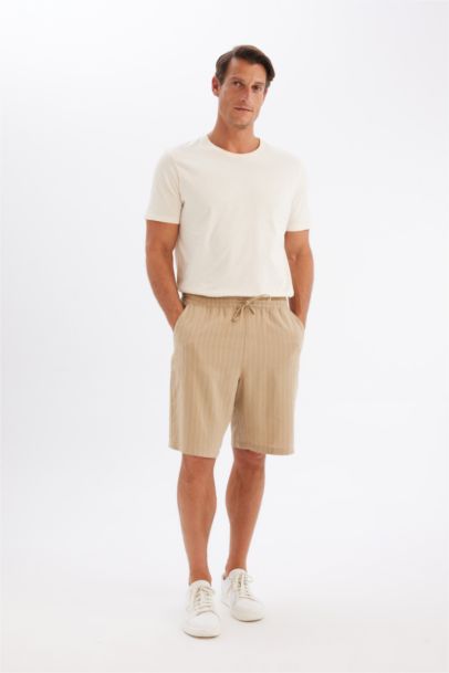 Relax Fit Linen Blend Bermuda Shorts