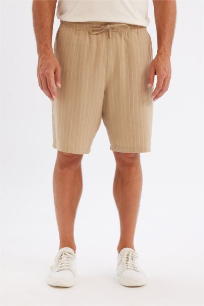 Relax Fit Linen Blend Bermuda Shorts