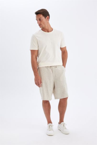 Relax Fit Linen Blend Bermuda Shorts