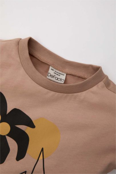 Baby Boy Crew Neck Palm Tree Printed T-Shirt