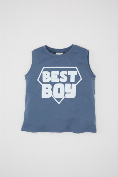 Baby Boy Crew Neck Printed Sleeveless T-Shirt