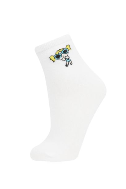 Kız Çocuk PowerPuff Gırls 3'lü Pamuklu Uzun Çorap