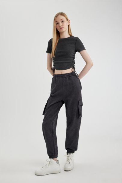 Washable Faded Effect Jogger Sweatpants