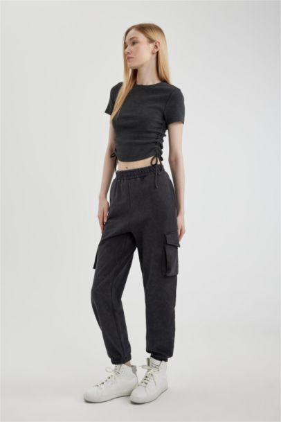 Washable Faded Effect Jogger Sweatpants