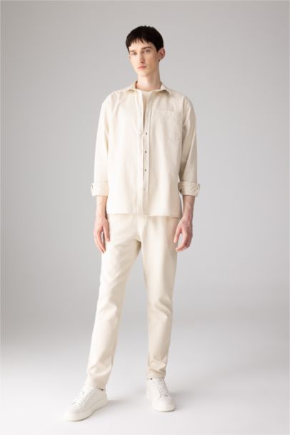 Relax Fit Polo Collar Gabardine Long Sleeve Shirt