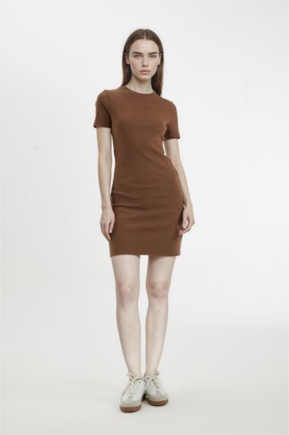 Bodycon Crew Neck Ribbed Camisole Mini Dress