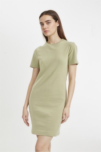 Mini Robe Bodycon à Col Rond et à manches courtess