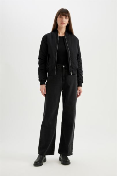 Waterproof College Collar Zipper Pocket Bomber Jacket