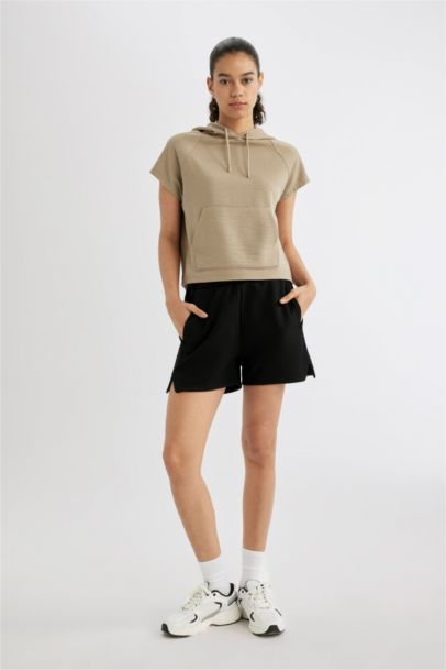 DeFactoFit Standard Fit Hooded Short Sleeve T-Shirt