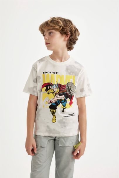 Boy Marvel Comics Crew Neck Patterned T-Shirt