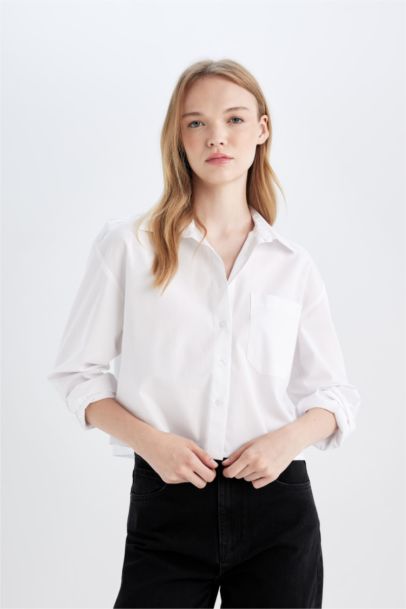 قميص اوفر سايز كم طويل بوبلين