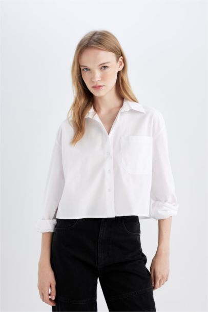 قميص اوفر سايز كم طويل بوبلين