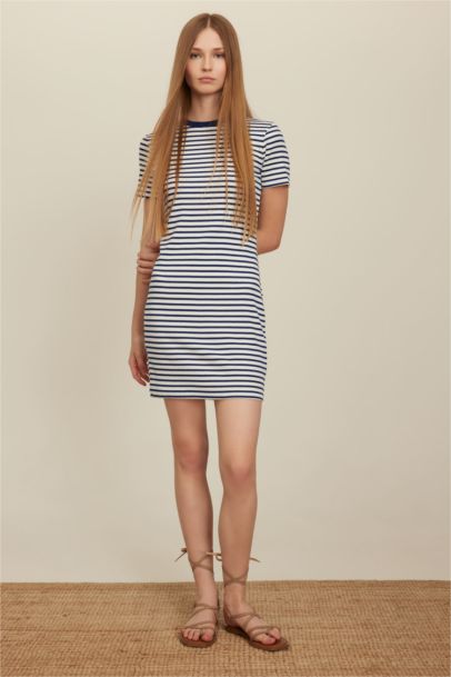 Bodycon Ribbed Camisole Striped Mini Dress