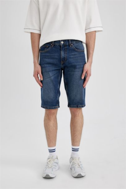 Regular Fit Denim Bermuda Shorts