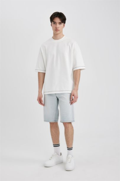 Slim Fit Denim Bermuda Shorts