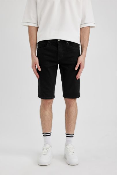 Slim Fit Denim Bermuda Shorts