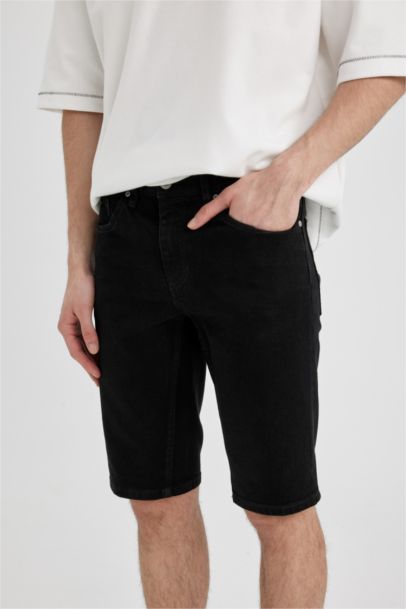 Slim Fit Denim Bermuda Shorts