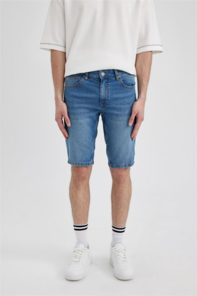 Slim Fit Denim Bermuda Shorts