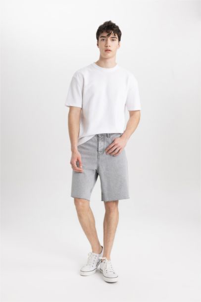 Loose Fit Denim Bermuda Shorts