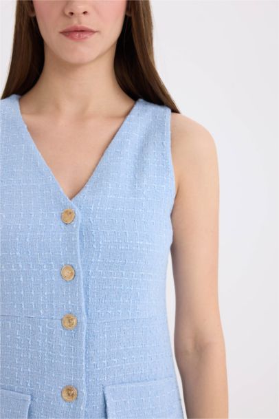 Midi Платье с V-образным вырезом и пуговицами