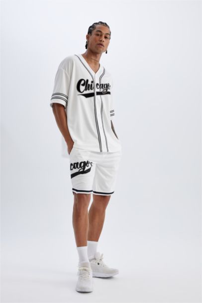 Standard Fit Printed Short Leg Heavy Fabric Shorts