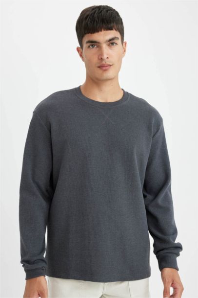 Regular Fit Crew Neck Waffle T-Shirt