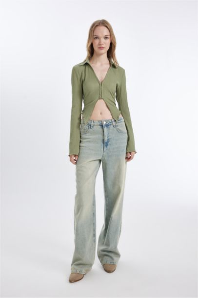 Fitted Basic Crepe Long Sleeve Shirt