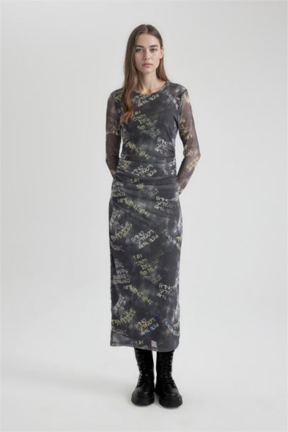 Bodycon Tulle Maxi Dress