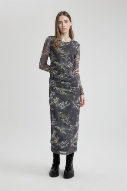 Bodycon Tulle Maxi Dress