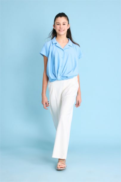 Girl Cotton Short Sleeve Crop Shirt