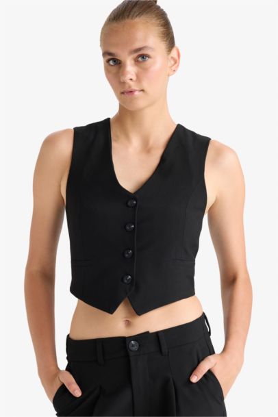 Gilet classique boutonné à col en V