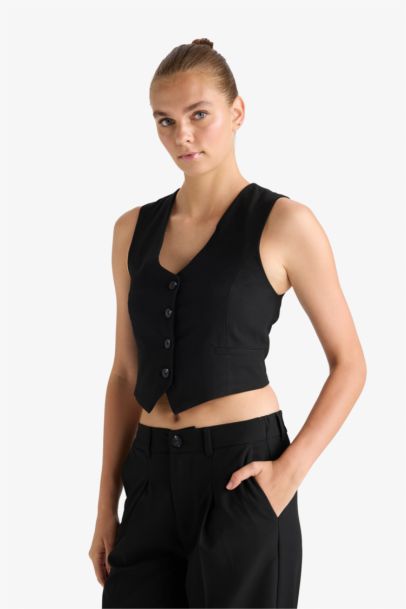 Gilet classique boutonné à col en V