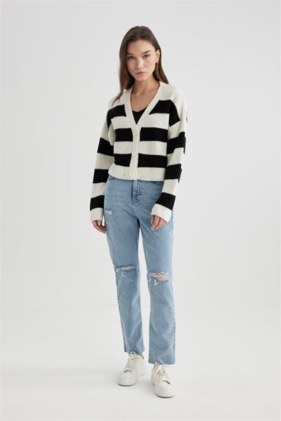 جاكيت صوف قصة مريحة بياخة V