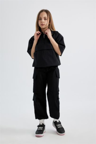 Girl Parachute Cotton Cargo Pants