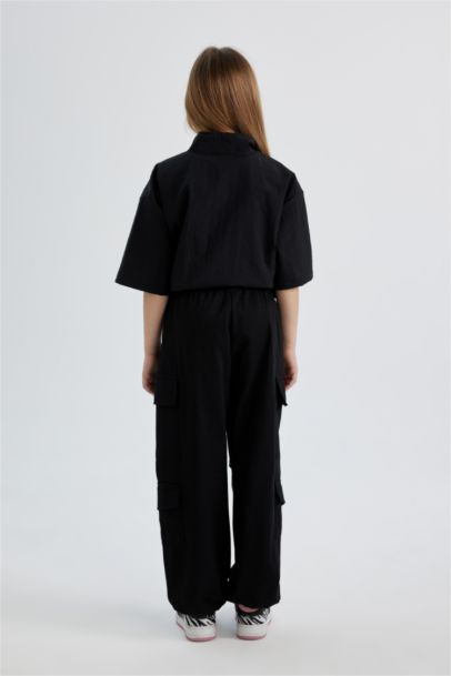 Girl Parachute Cotton Cargo Pants